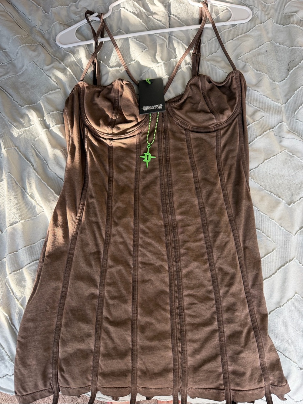 Brown Mini Dress with Built-In Bust Support